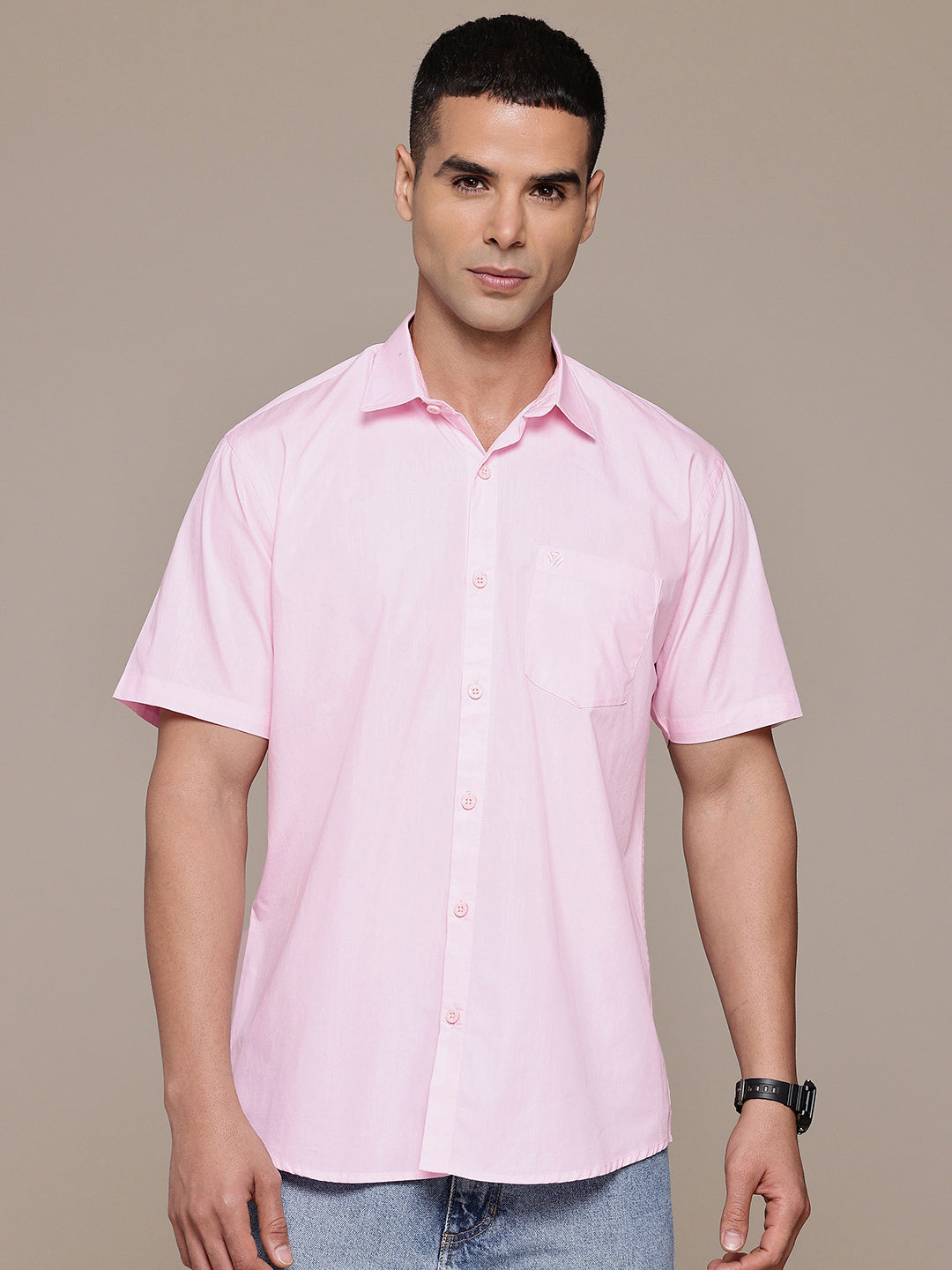 Pink Half Sleeve Pure Cotton Shirt