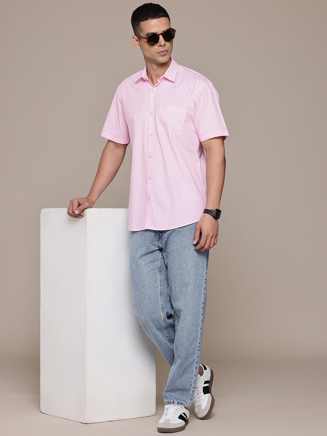Pink Half Sleeve Pure Cotton Shirt