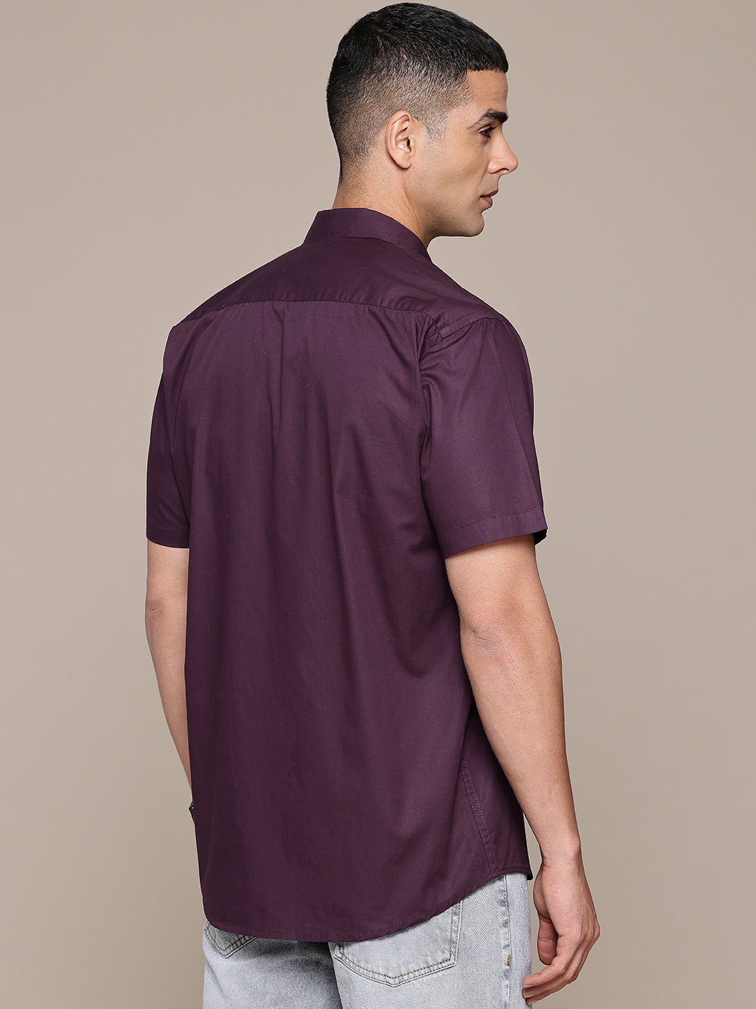 Purple Half Sleeve Pure Cotton Shirt