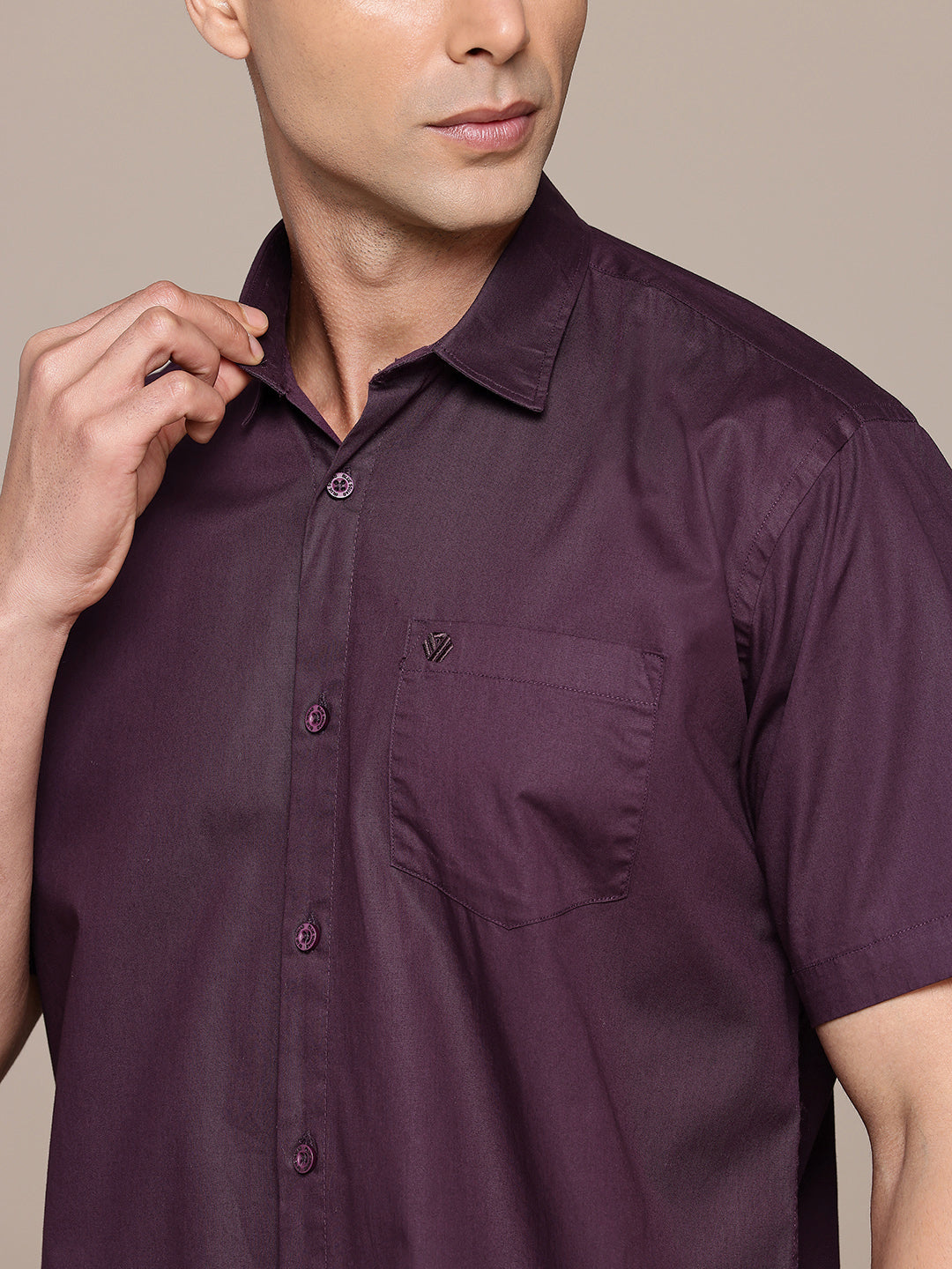 Purple Half Sleeve Pure Cotton Shirt