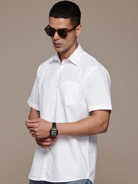 White Half Sleeve Pure Cotton Shirt