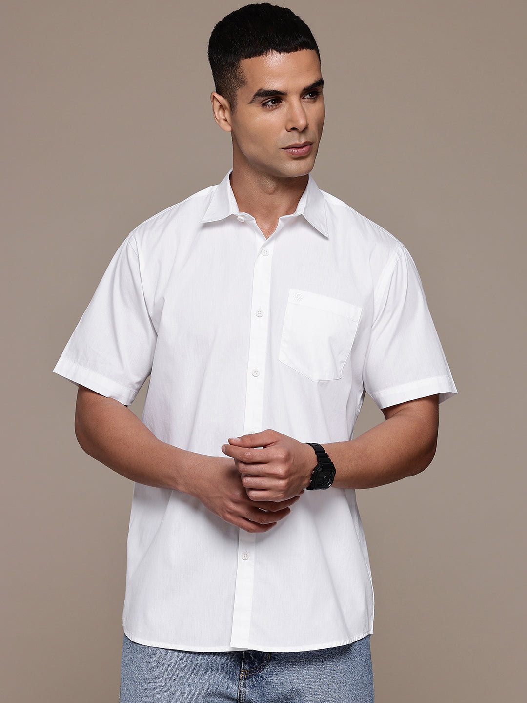 White Half Sleeve Pure Cotton Shirt