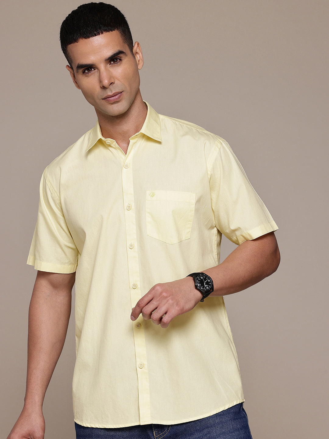 Yellow Half Sleeve Pure Cotton Shirt