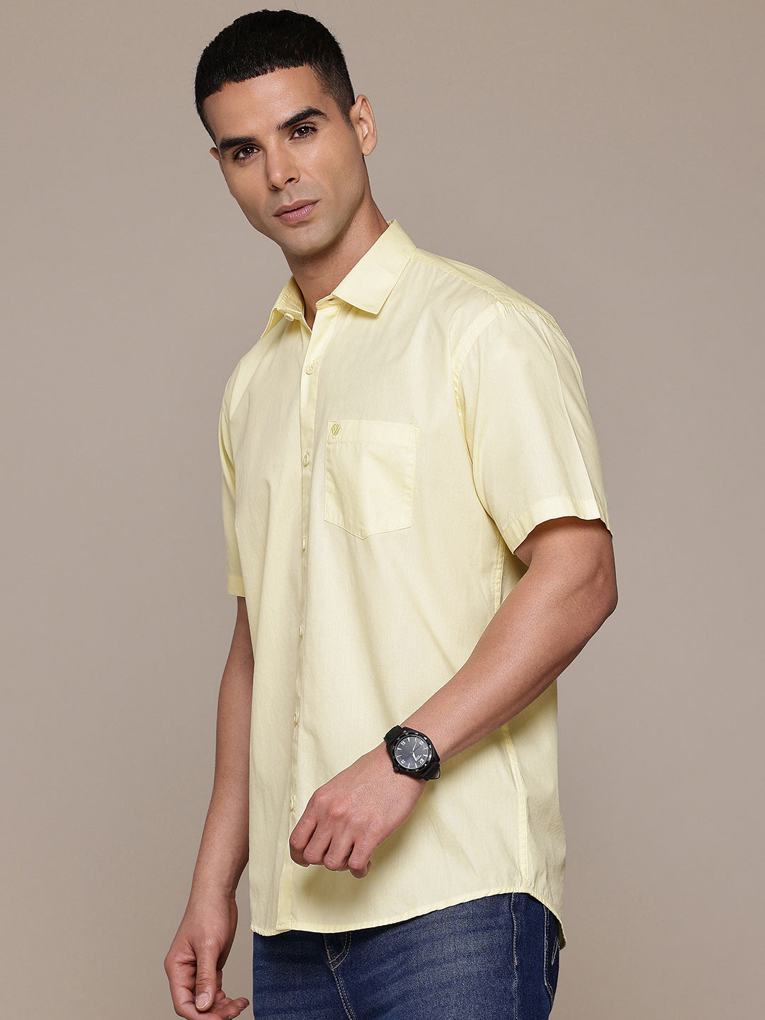 Yellow Half Sleeve Pure Cotton Shirt