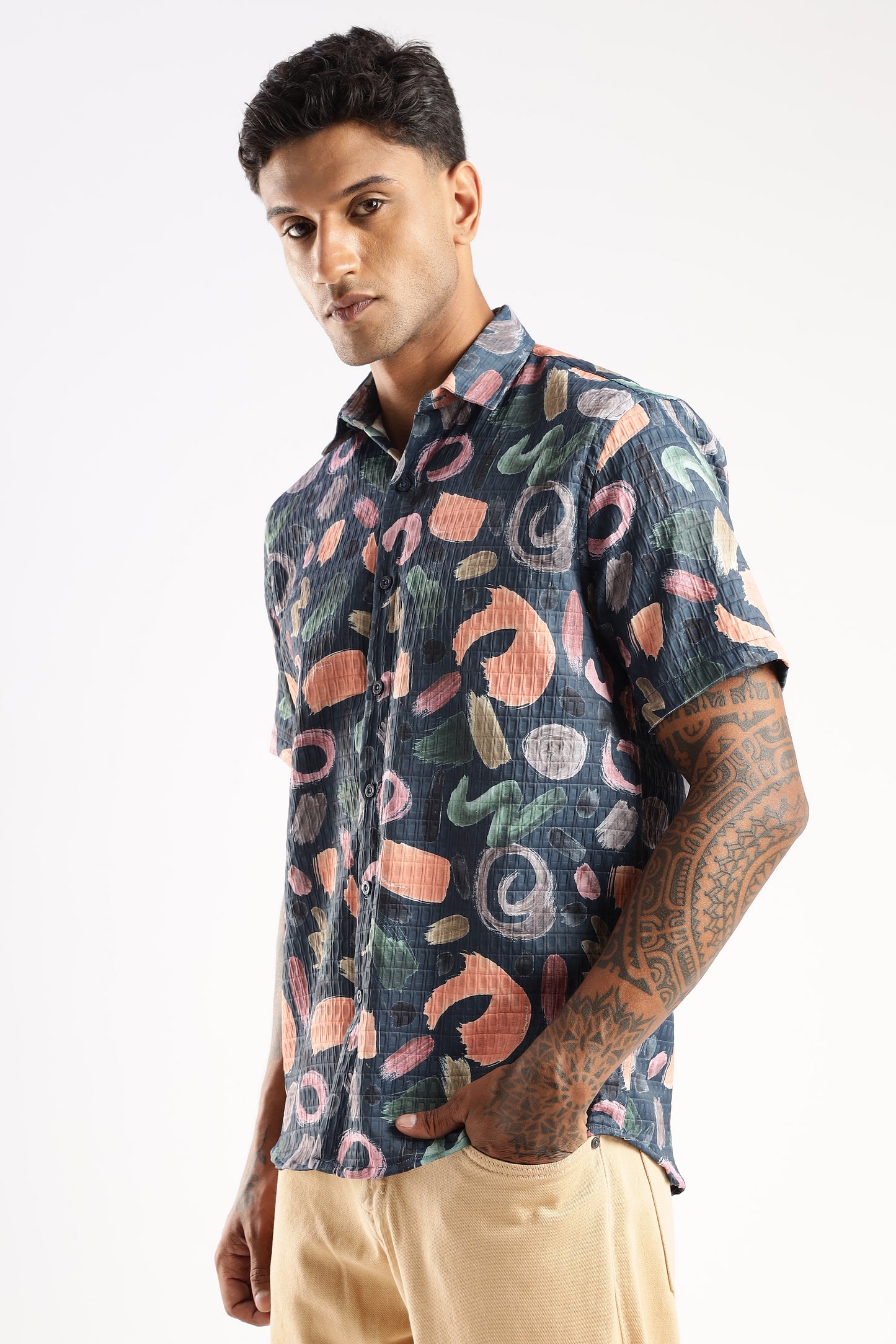 Multi Color Half Sleeve Korean Linen Shirt