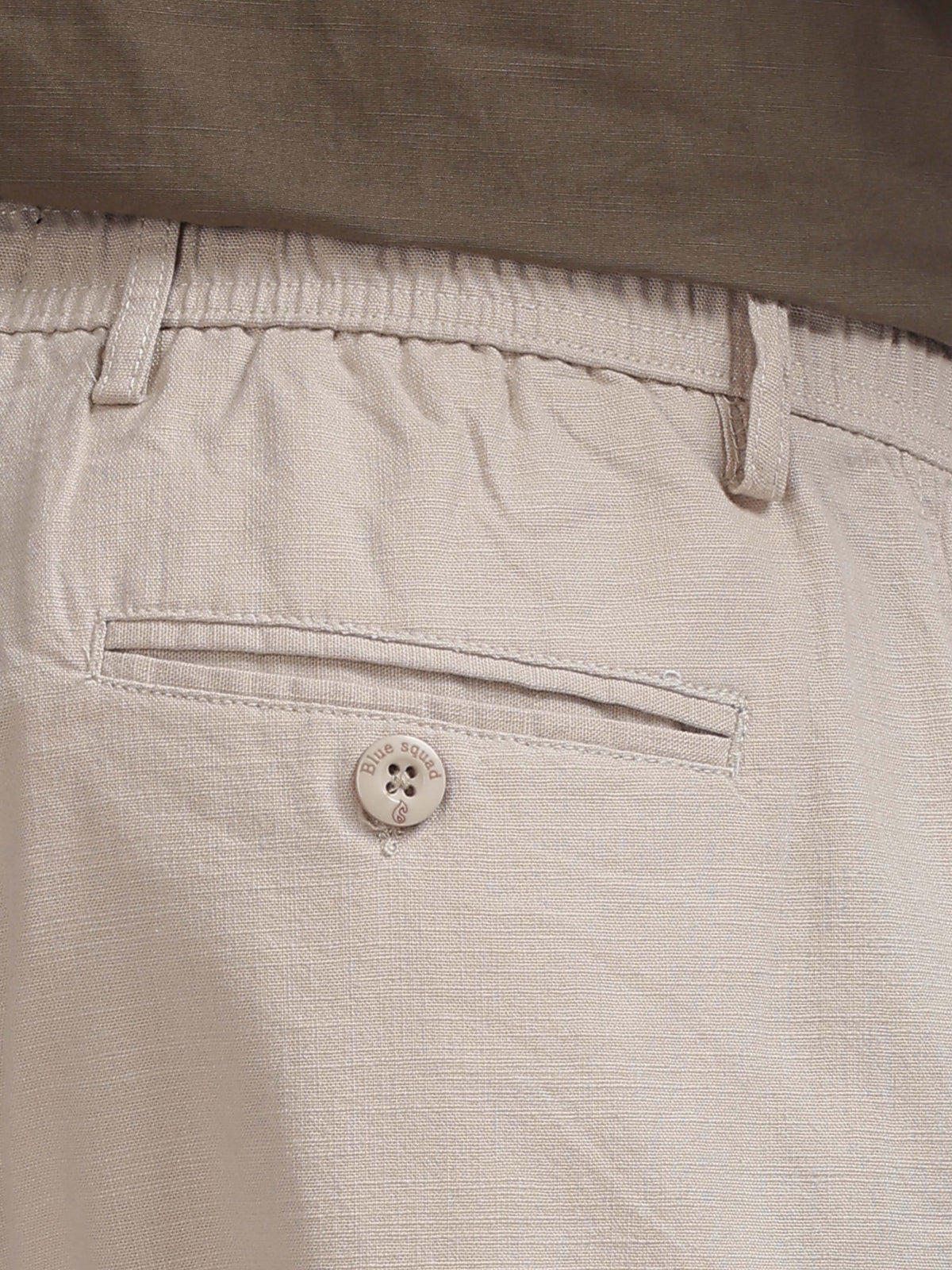 Beige Cotton Linen Straight Fit Trouser