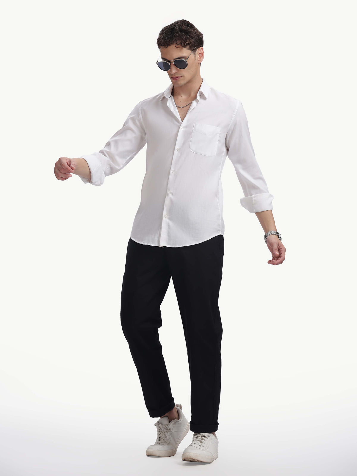 Black Cotton Linen Straight Fit Trouser