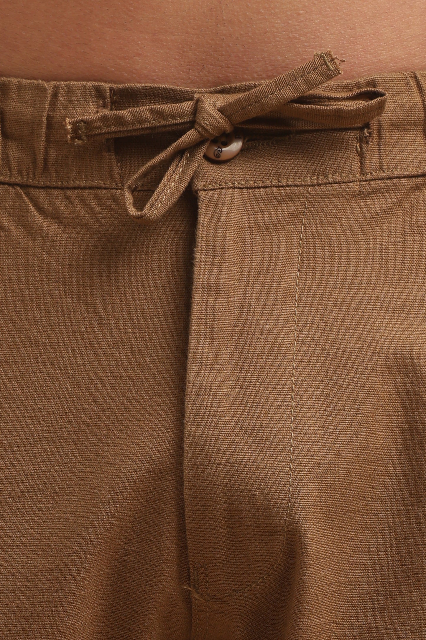 Coffee Cotton Linen Straight Fit Trouser