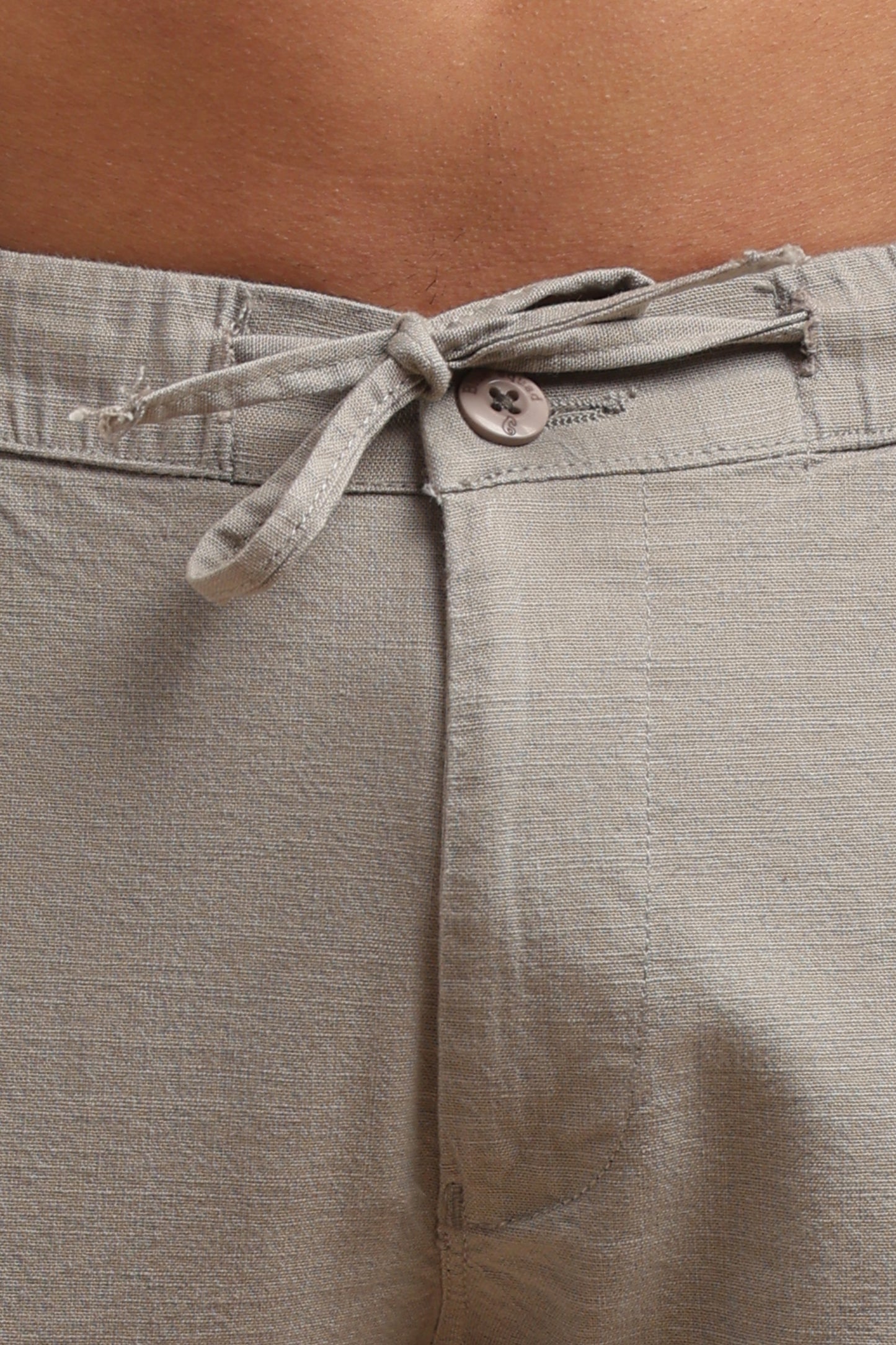 Light Grey Cotton Linen Straight Fit Trouser
