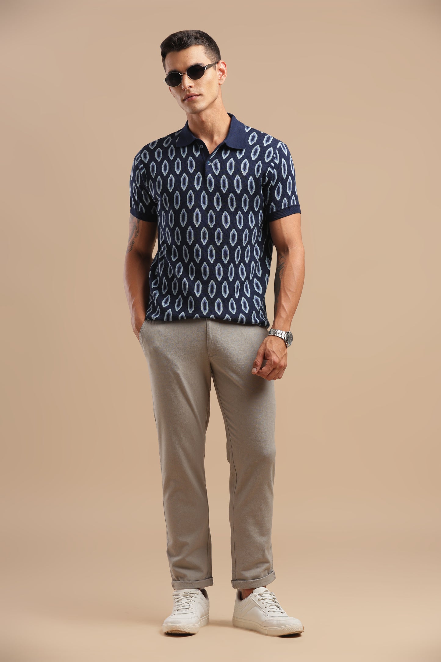 Light Grey Cotton Linen Straight Fit Trouser