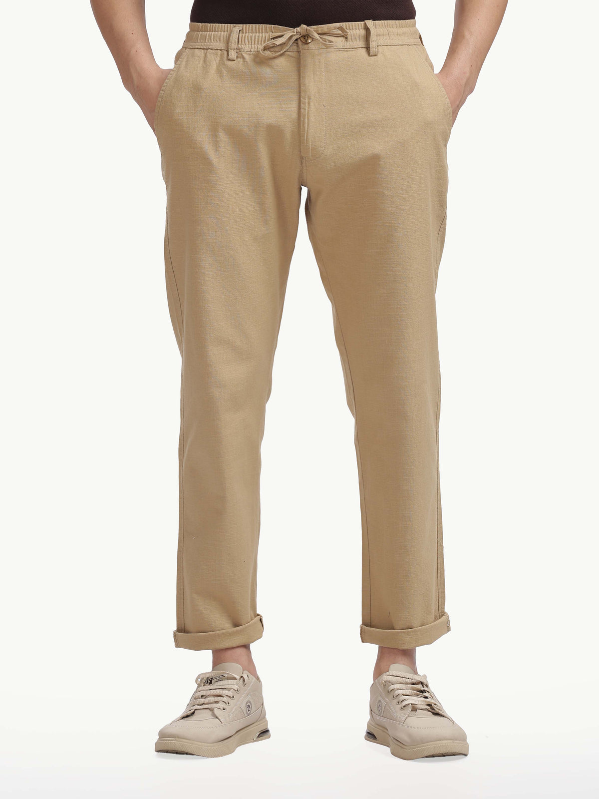 Wheat Cotton Linen Straight Fit Trouser