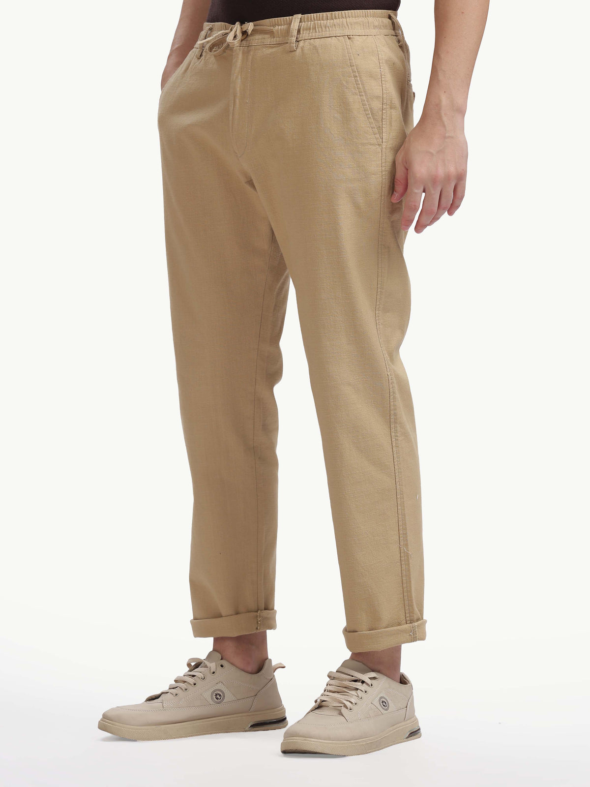 Wheat Cotton Linen Straight Fit Trouser