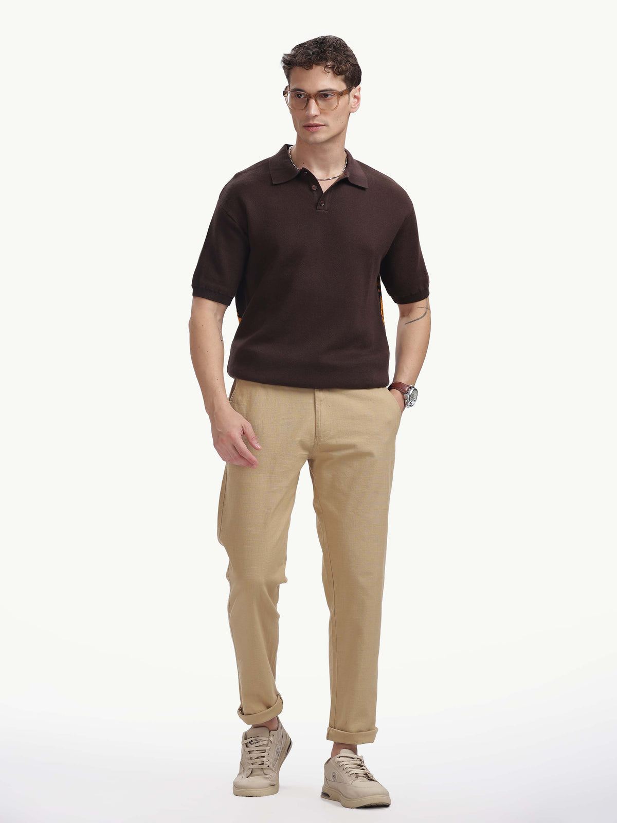 Wheat Cotton Linen Straight Fit Trouser