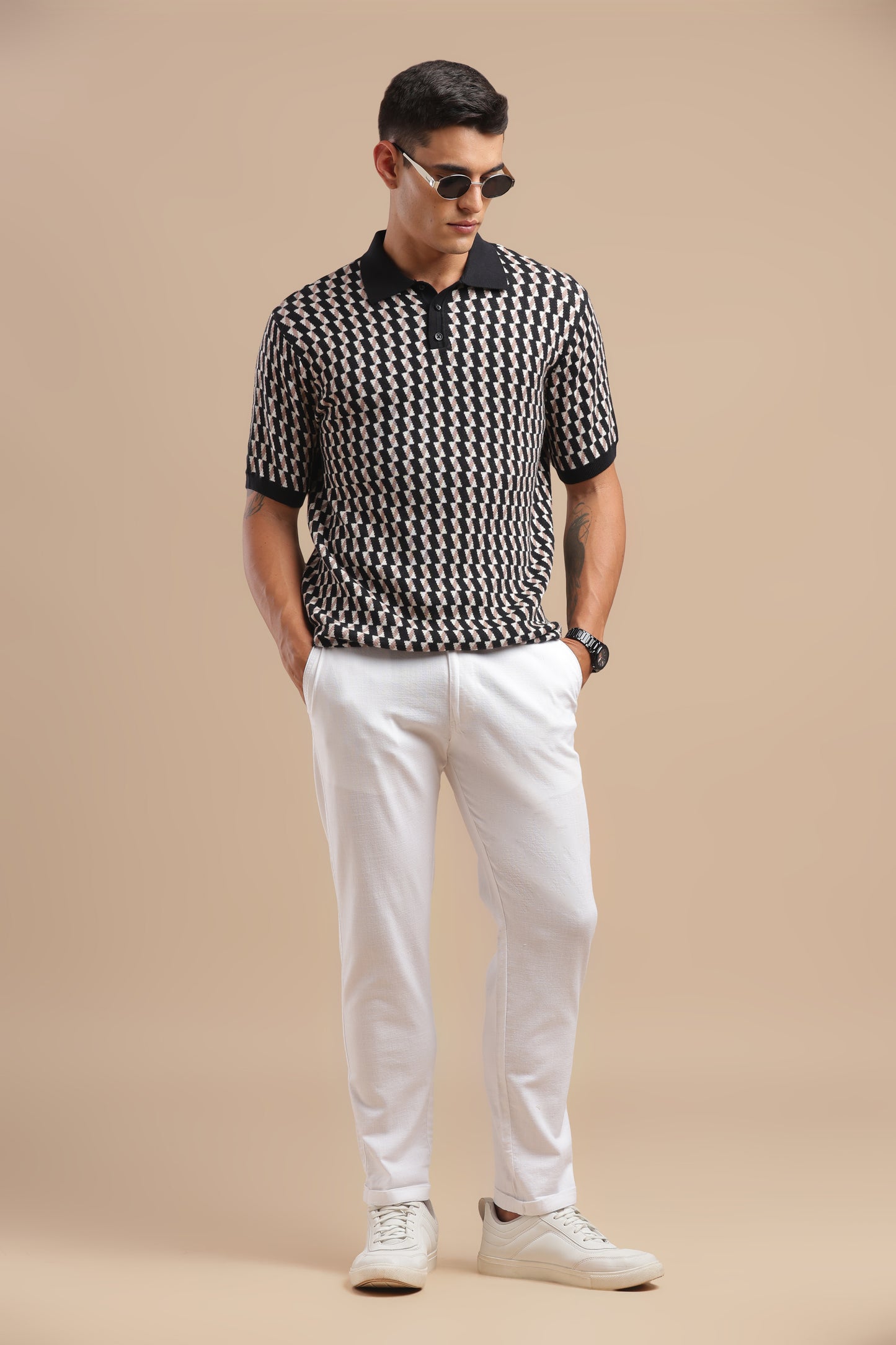 White Cotton Linen Straight Fit Trouser