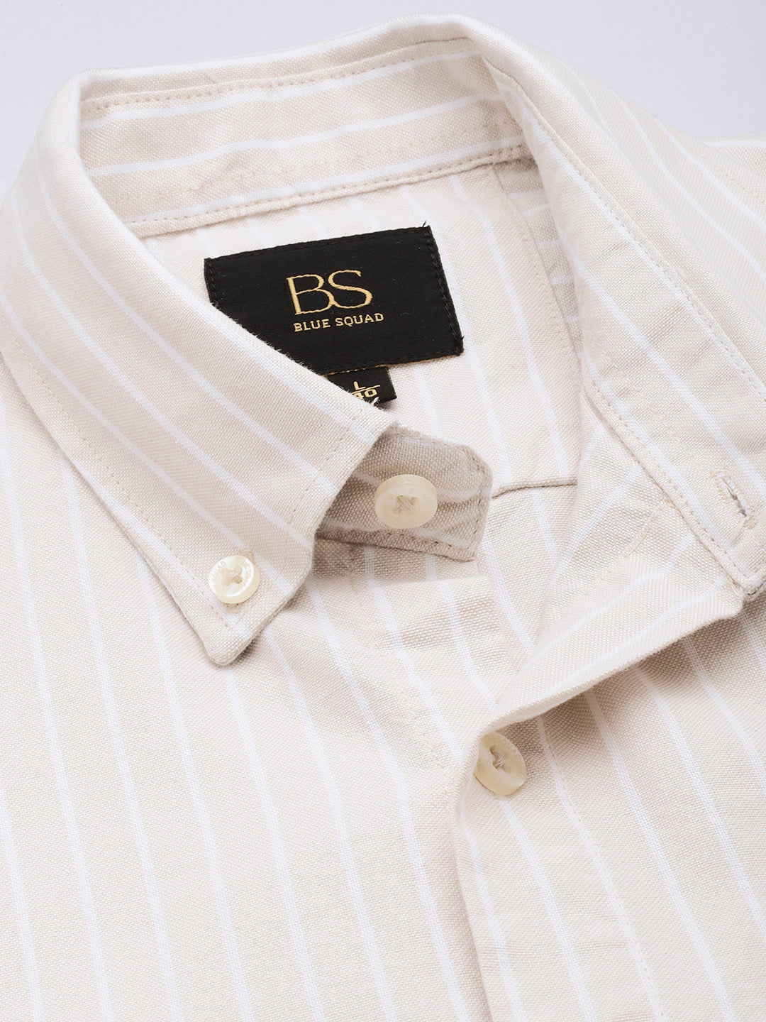 Beige Full Sleeve Chambray Cotton Shirt
