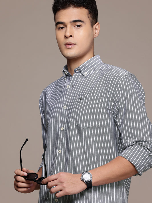Black Full Sleeve Chambray Cotton Shirt