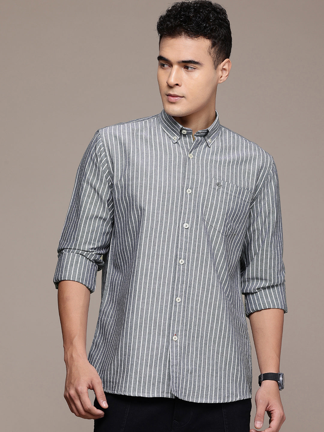 Black Full Sleeve Chambray Cotton Shirt