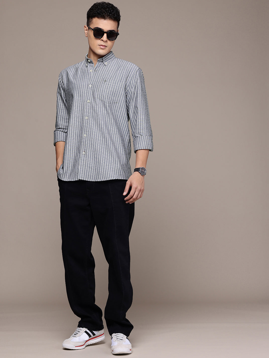 Black Full Sleeve Chambray Cotton Shirt