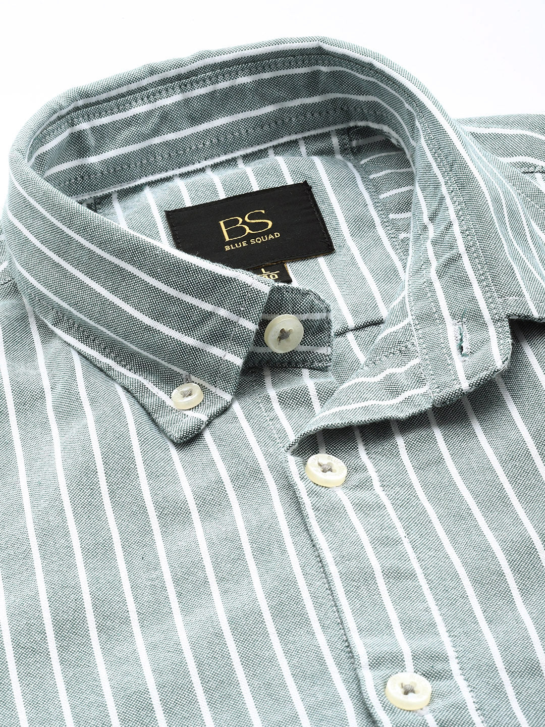 Green Full Sleeve Chambray Cotton Shirt