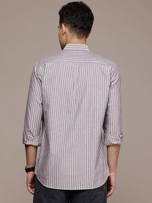 Maroon Full Sleeve Chambray Cotton Shirt