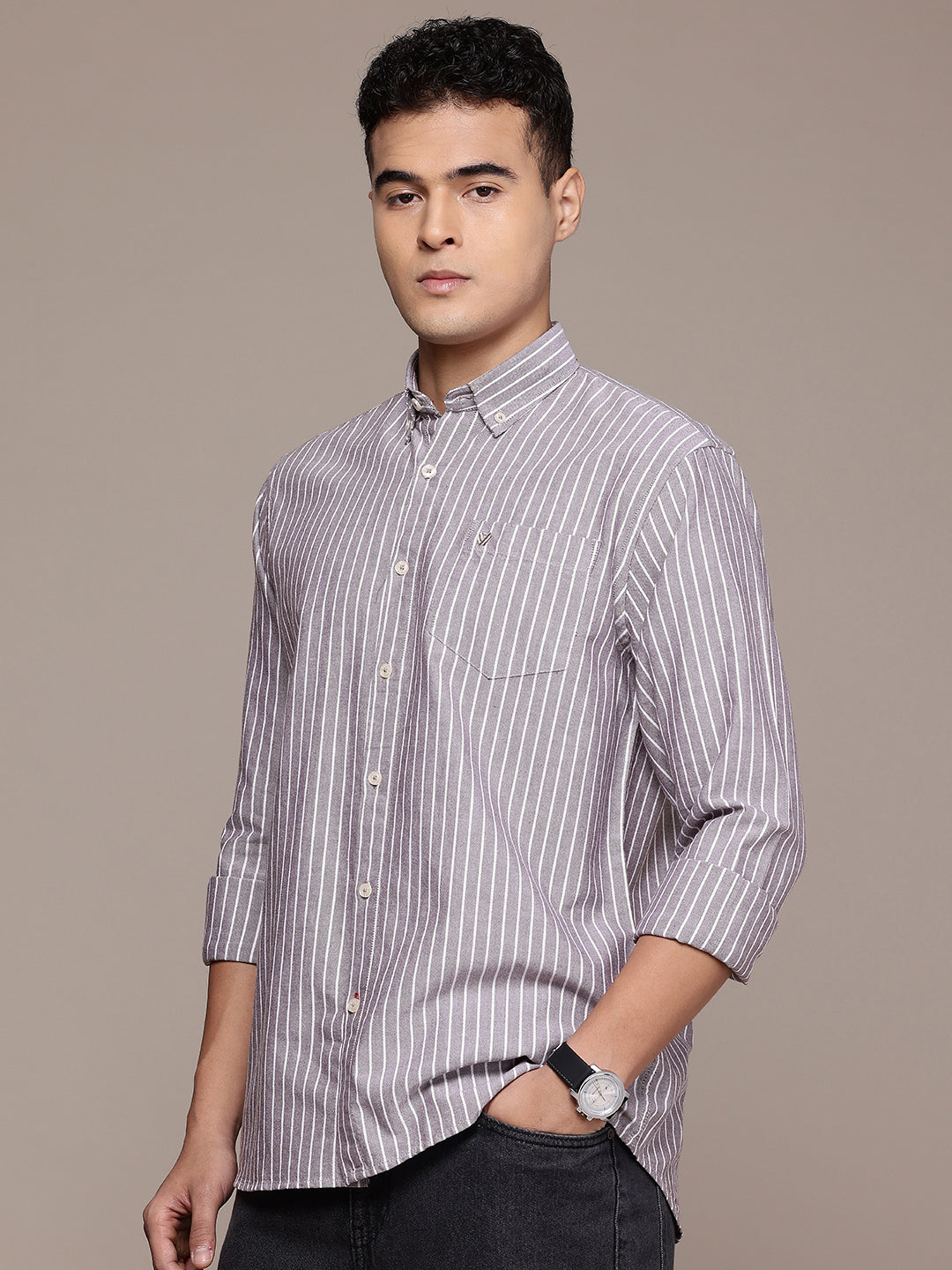 Maroon Full Sleeve Chambray Cotton Shirt