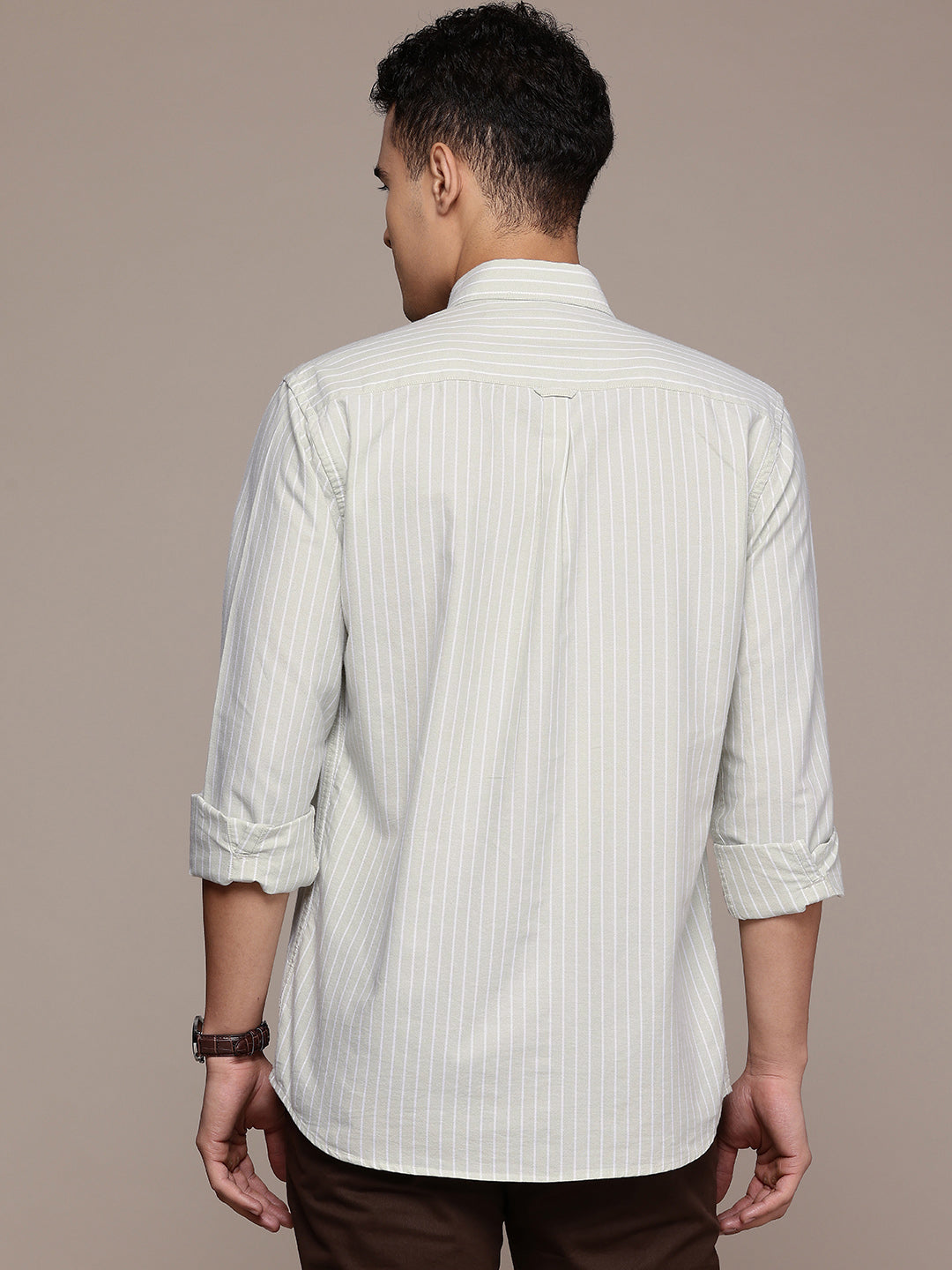Olive Full Sleeve Chambray Cotton Shirt