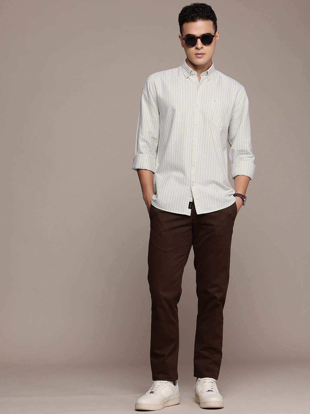 Olive Full Sleeve Chambray Cotton Shirt