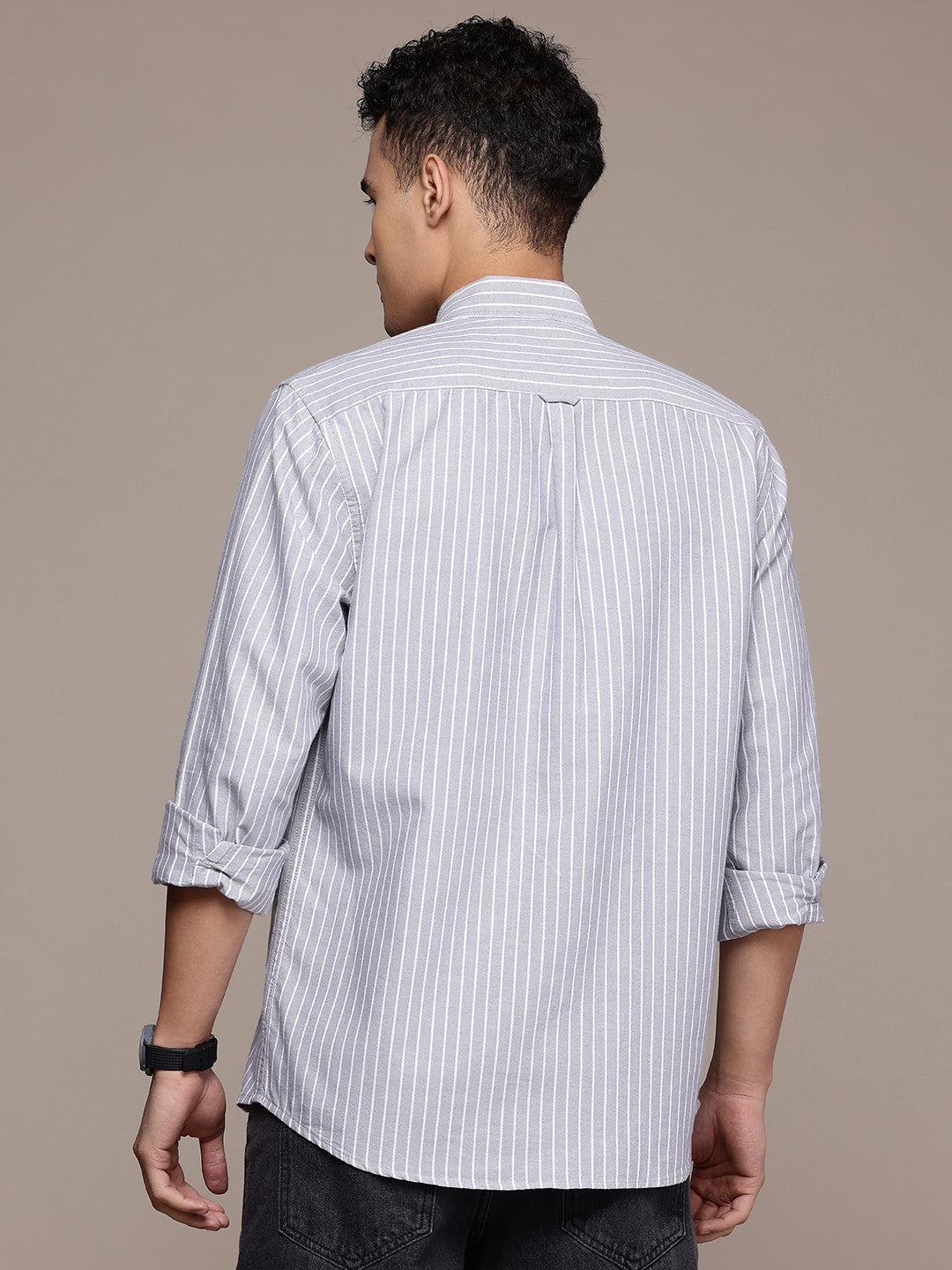 Silver Full Sleeve Chambray Cotton Shirt