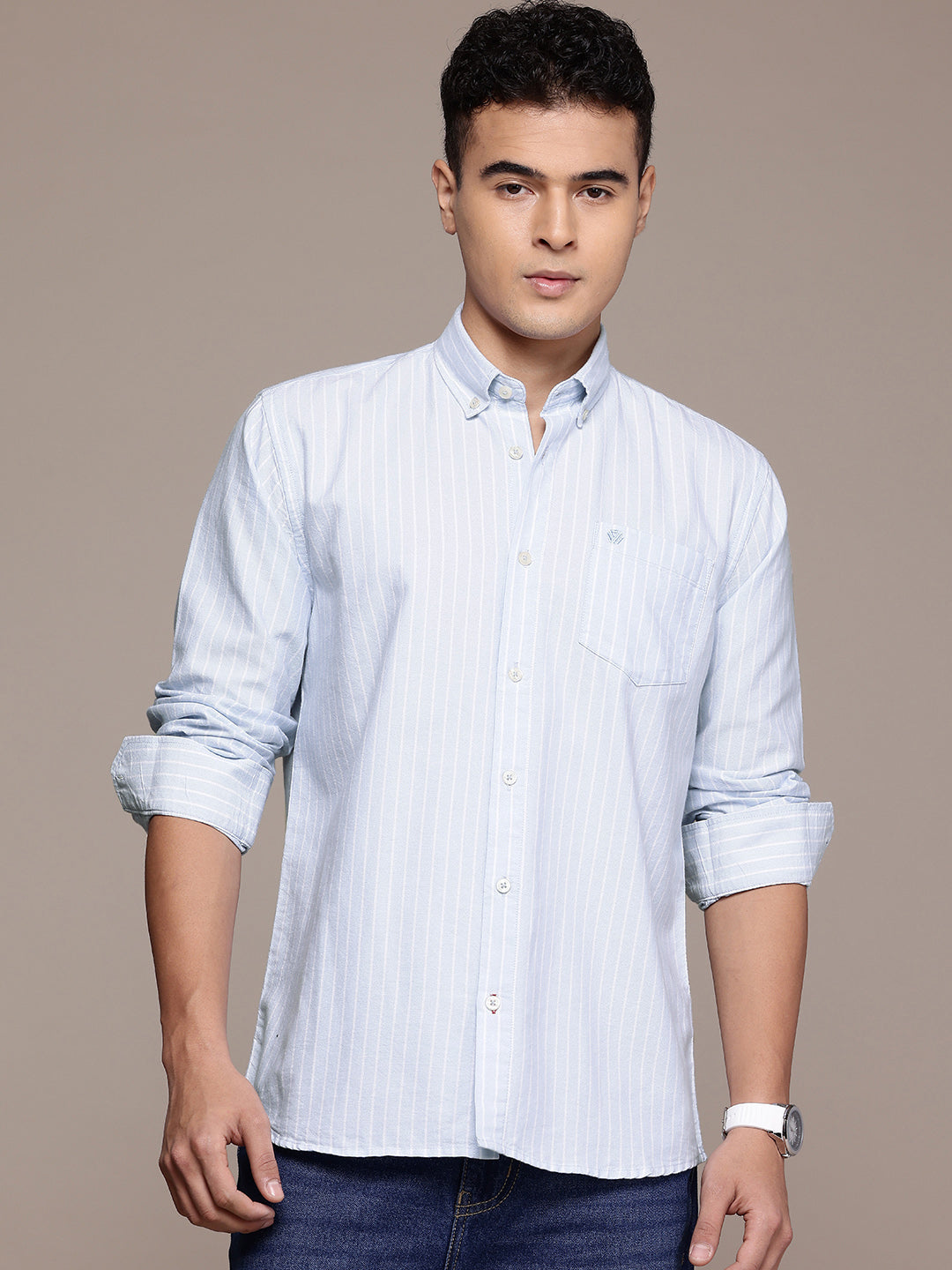 Sky Blue Full Sleeve Chambray Cotton Shirt