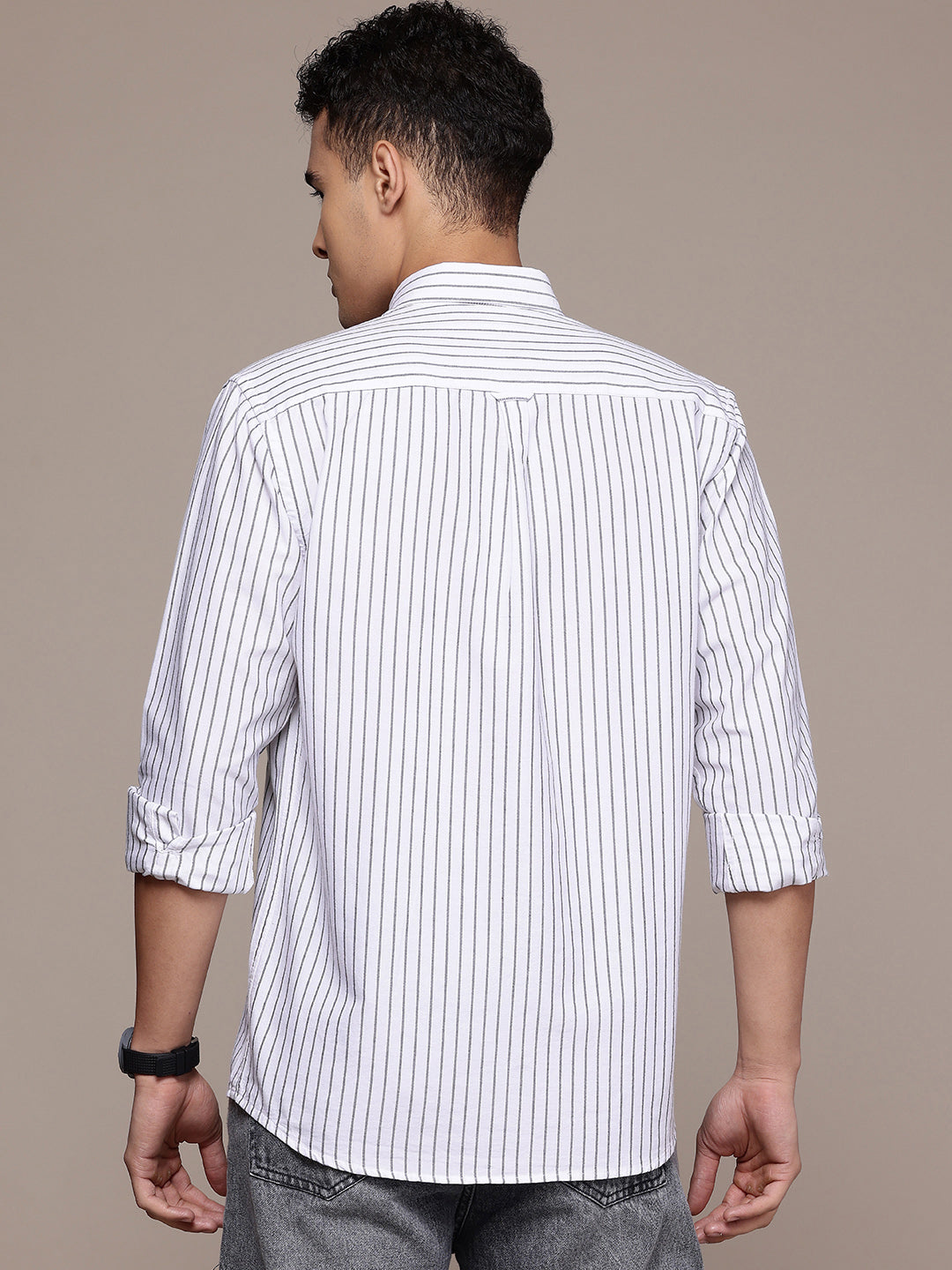 White Full Sleeve Chambray Cotton Shirt