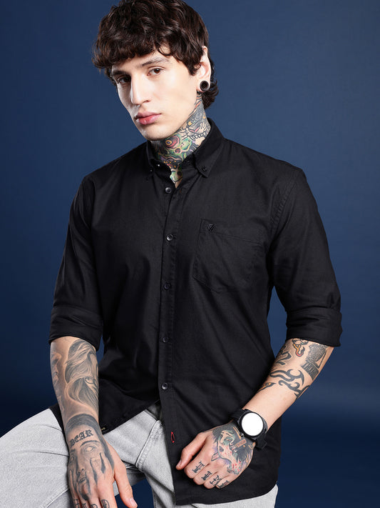 Black Full Sleeve Oxford Cotton Shirt