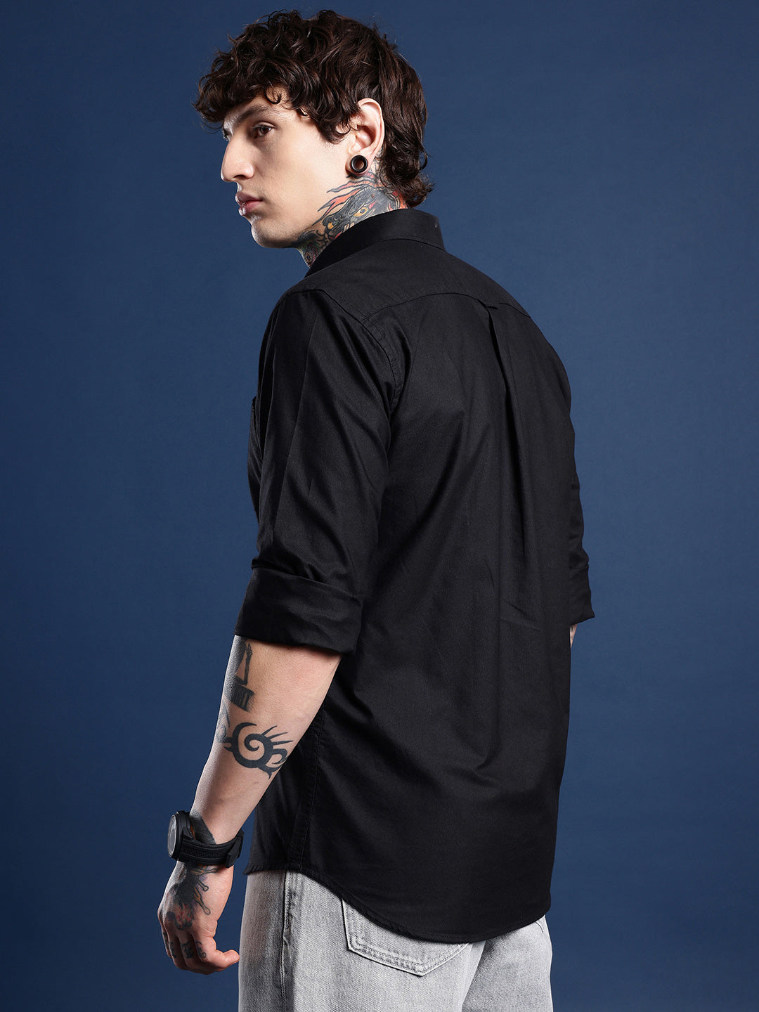 Black Full Sleeve Oxford Cotton Shirt