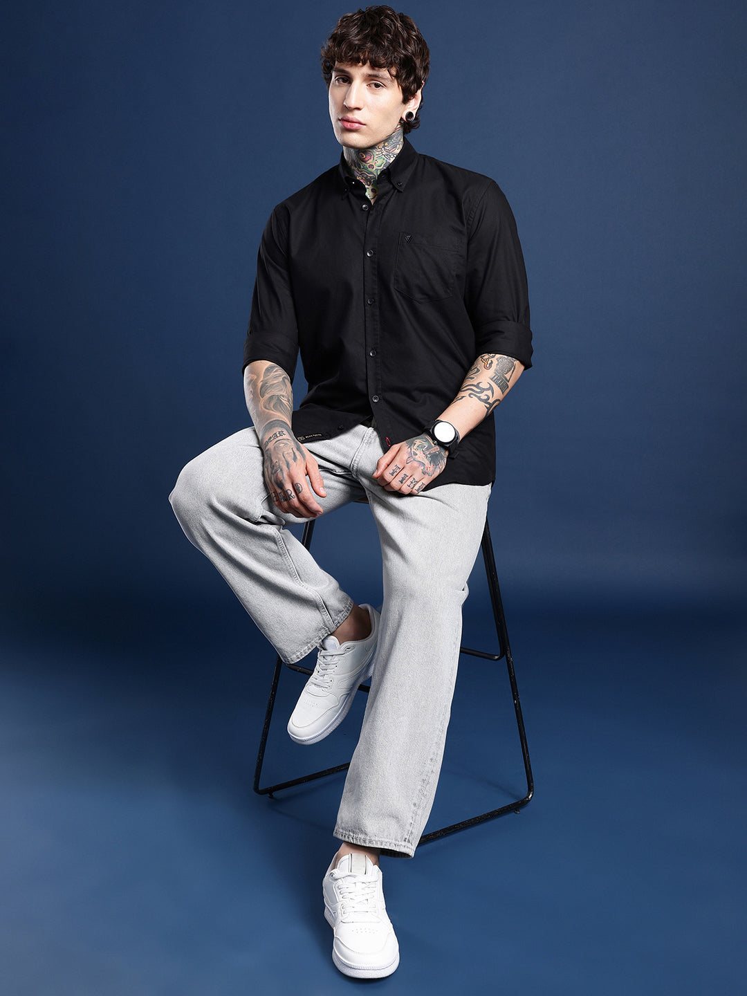 Black Full Sleeve Oxford Cotton Shirt