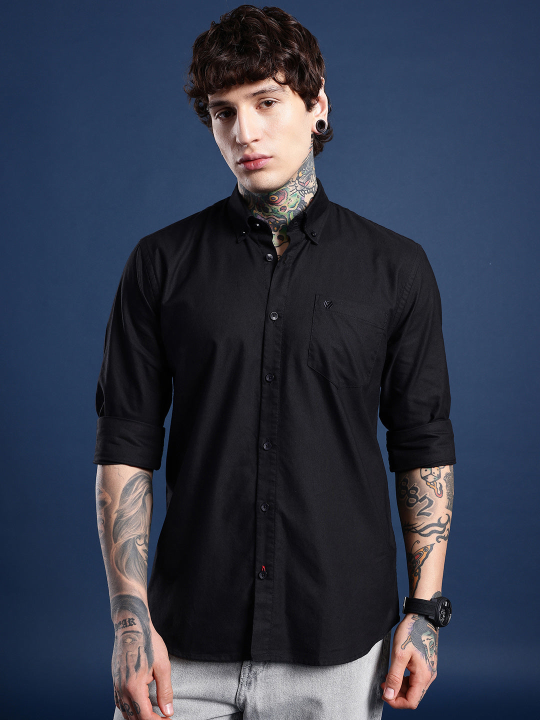 Black Full Sleeve Oxford Cotton Shirt