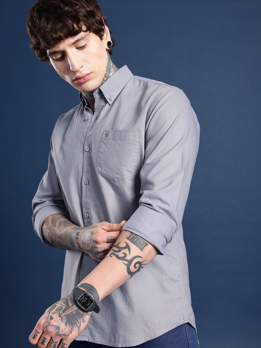 Bluish Grey Full Sleeve Oxford Cotton Shirt