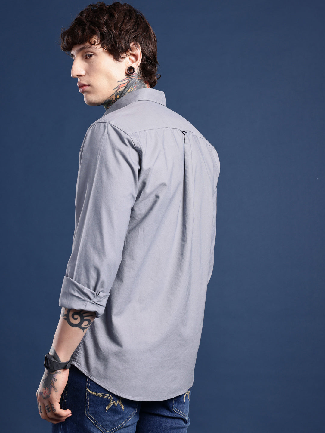 Bluish Grey Full Sleeve Oxford Cotton Shirt