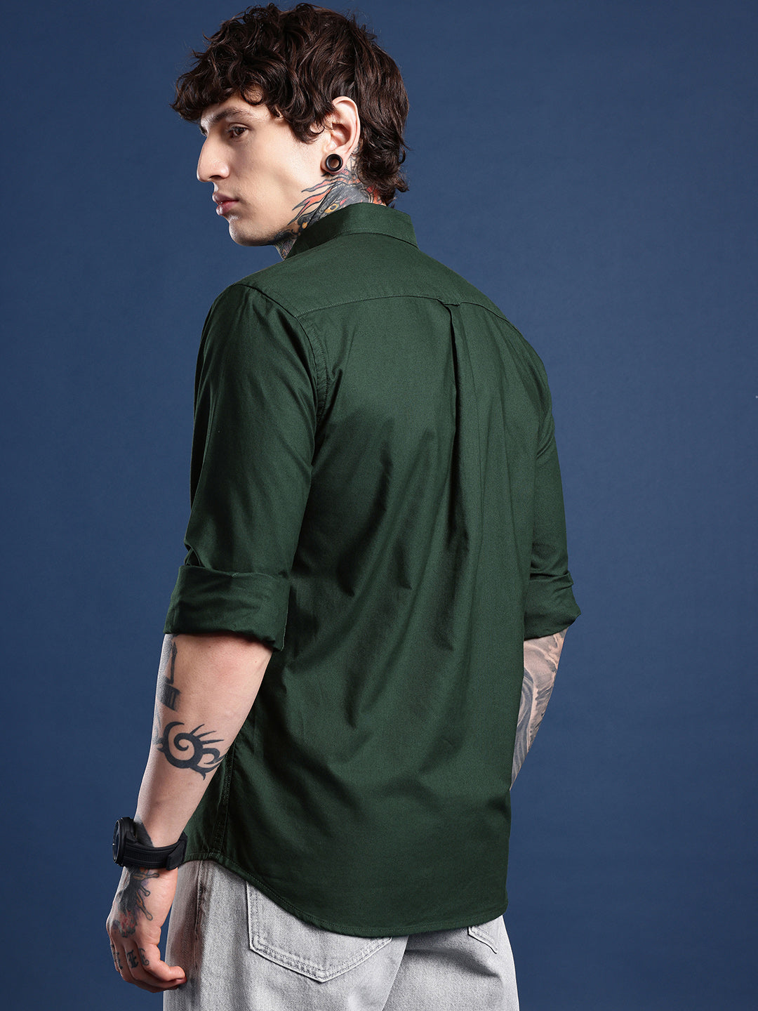 Bottle Green Full Sleeve Oxford Cotton Shirt