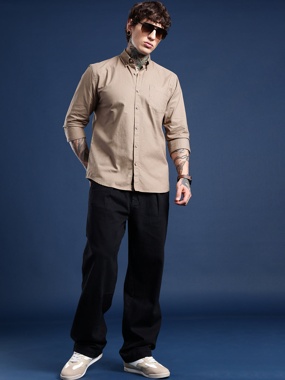 Brown Full Sleeve Oxford Cotton Shirt