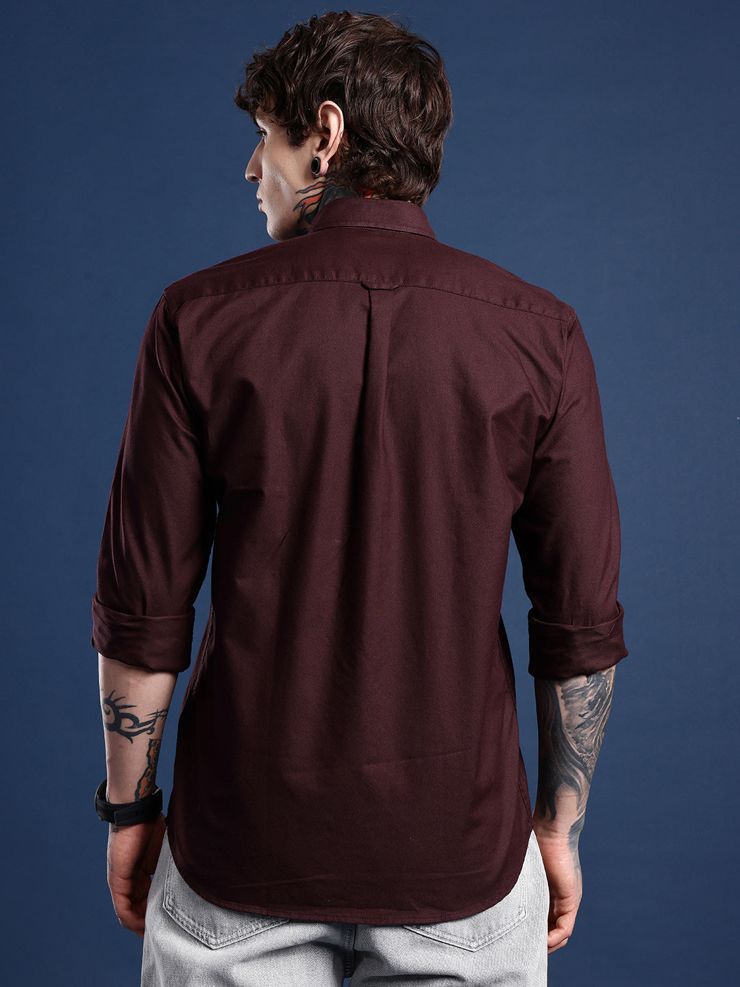 Burgundy Full Sleeve Oxford Cotton Shirt