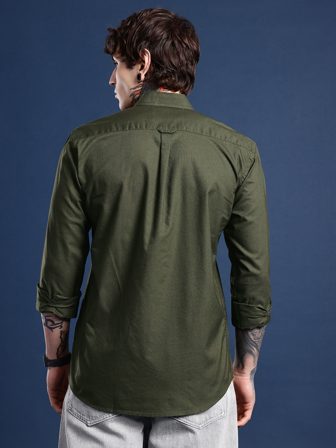 Green Full Sleeve Oxford Cotton Shirt
