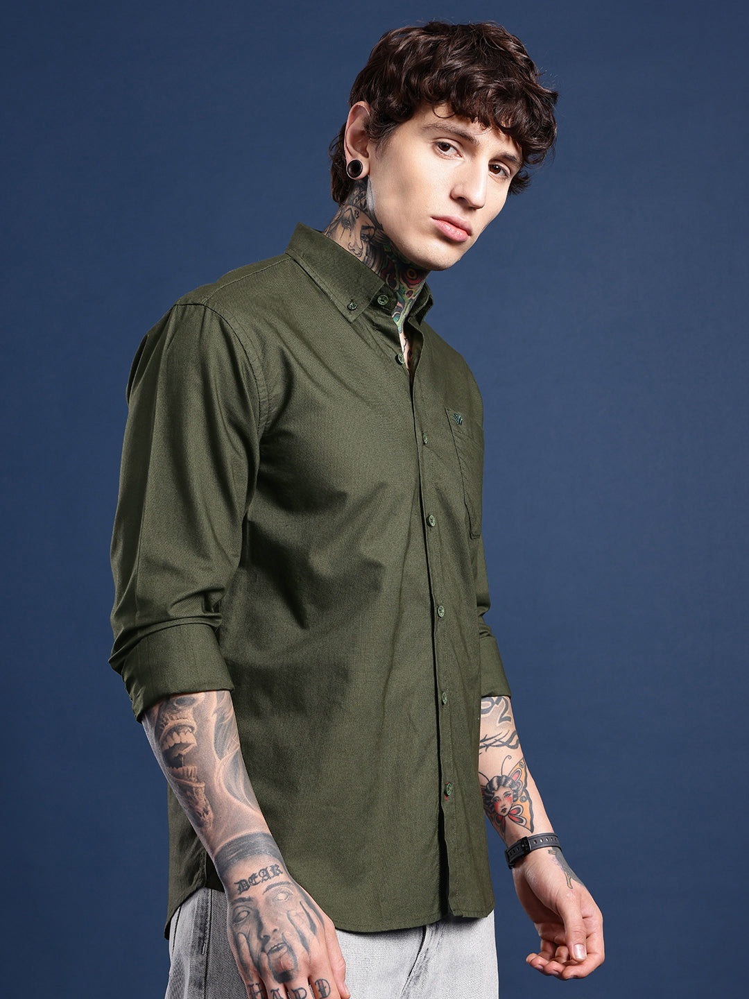 Green Full Sleeve Oxford Cotton Shirt