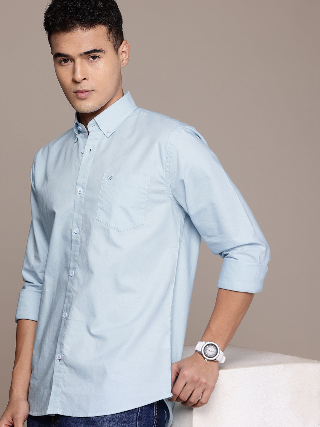 Light Blue Full Sleeve Oxford Cotton Shirt