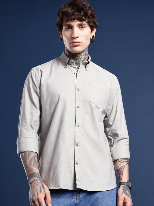 Light Grey Full Sleeve Oxford Cotton Shirt