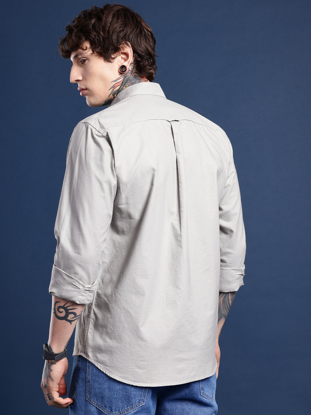 Light Grey Full Sleeve Oxford Cotton Shirt