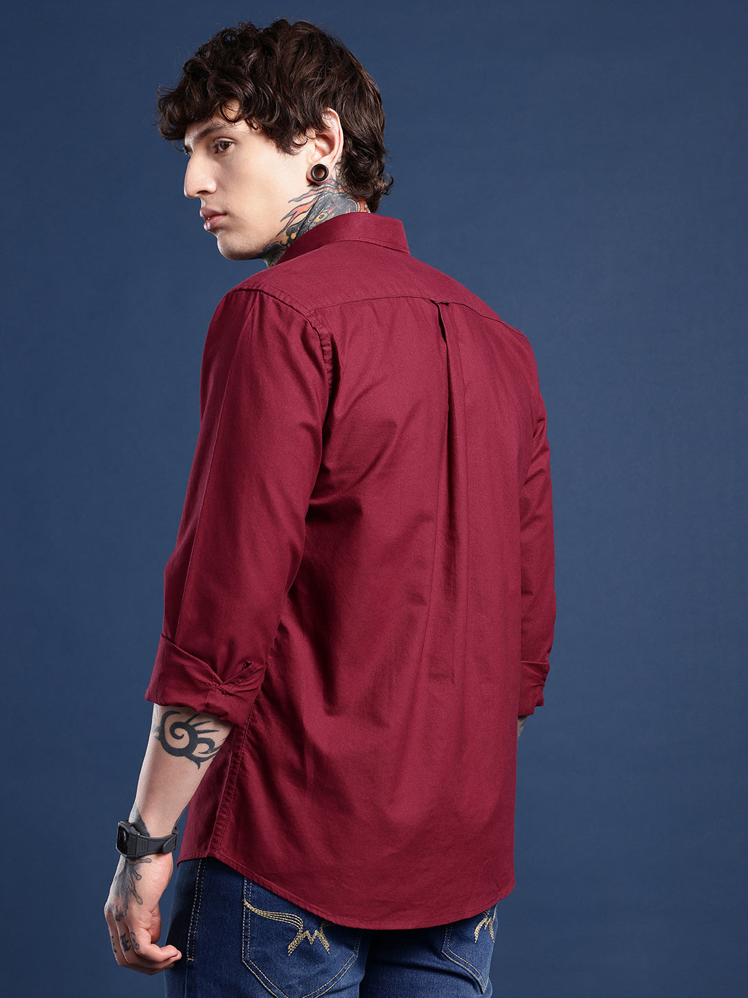 Maroon Full Sleeve Oxford Cotton Shirt