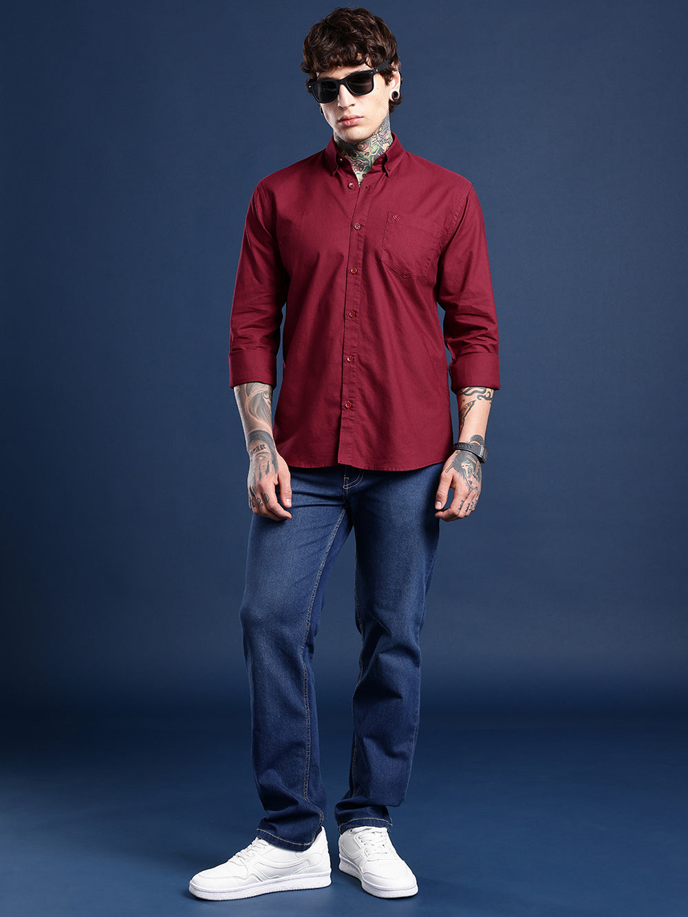 Maroon Full Sleeve Oxford Cotton Shirt