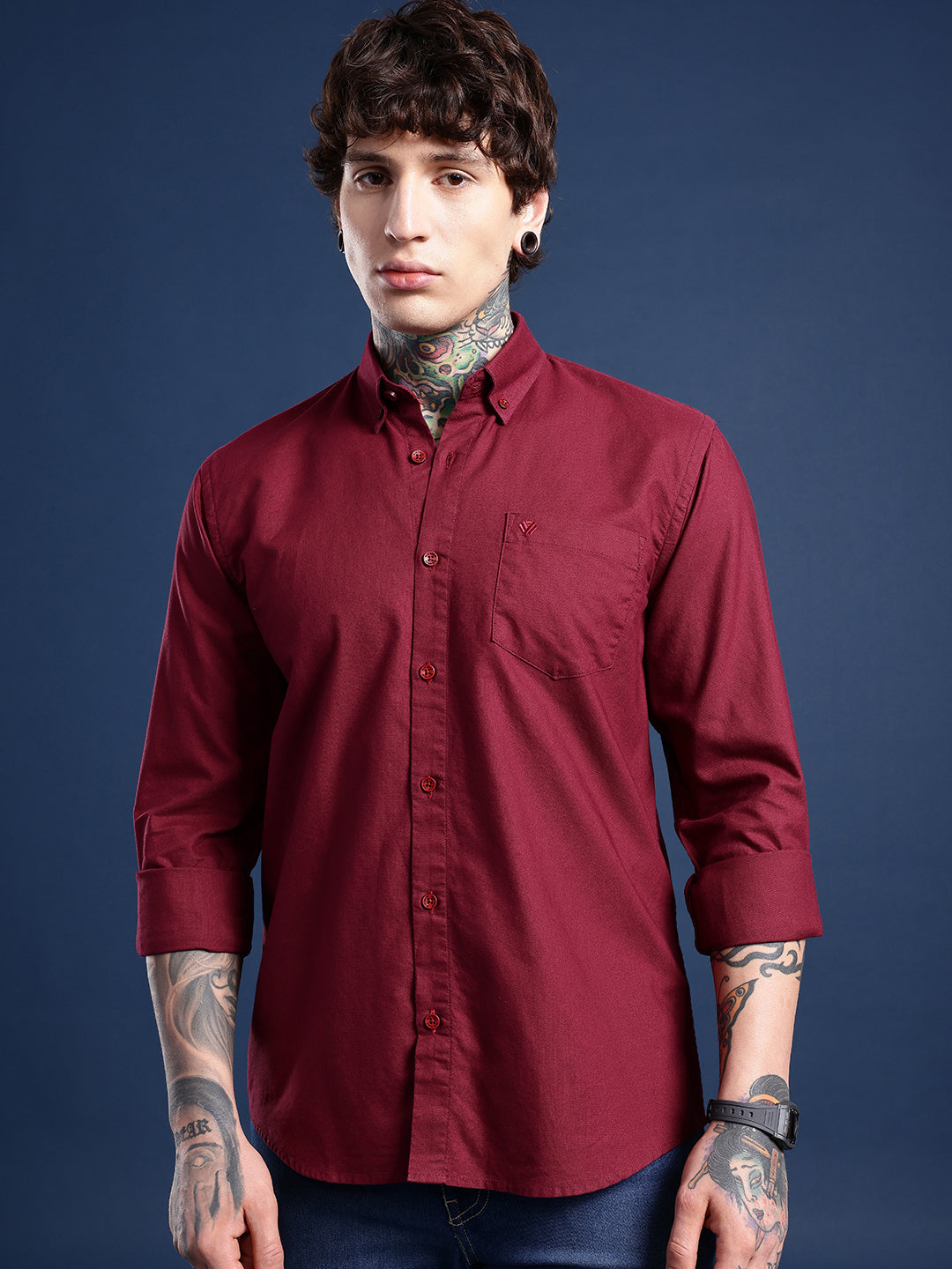 Maroon Full Sleeve Oxford Cotton Shirt