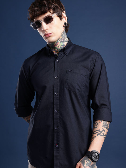 Navy Full Sleeve Oxford Cotton Shirt