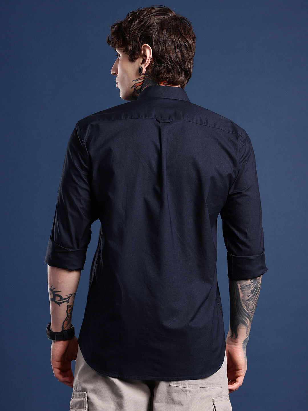 Navy Full Sleeve Oxford Cotton Shirt