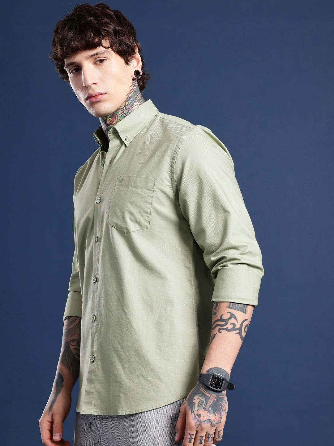Olive Full Sleeve Oxford Cotton Shirt